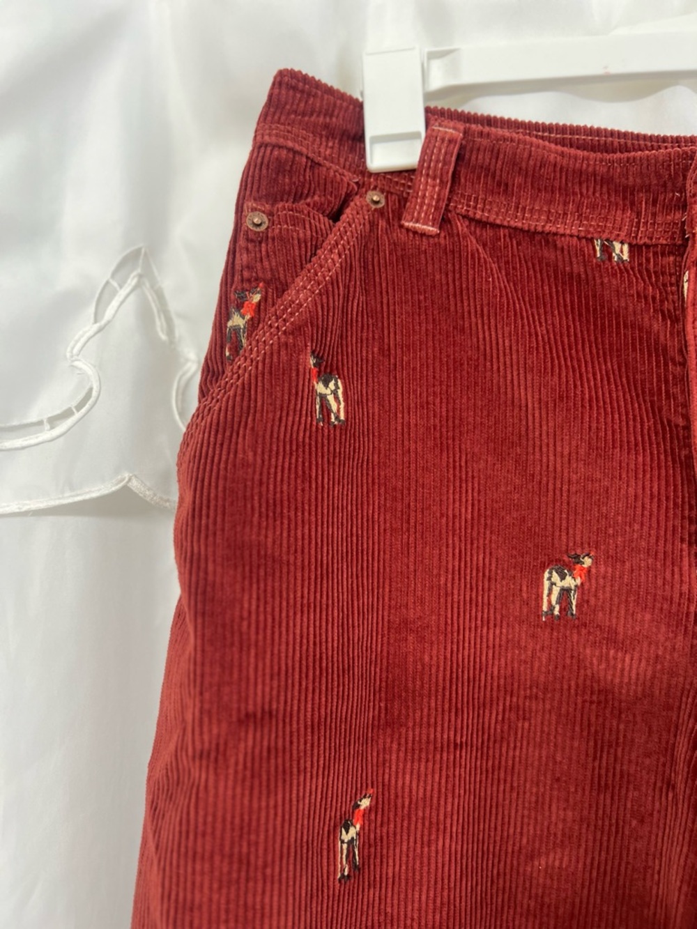 Free People We The Free Clifton Embroidered Corduroy Wide Leg Burgundy Size 29 - Picture 8 of 16